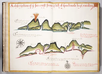 Ms Elkins 169 Descrizione della costa dal monte Guatemala a... Illustrazione da Waggoner of the Sea